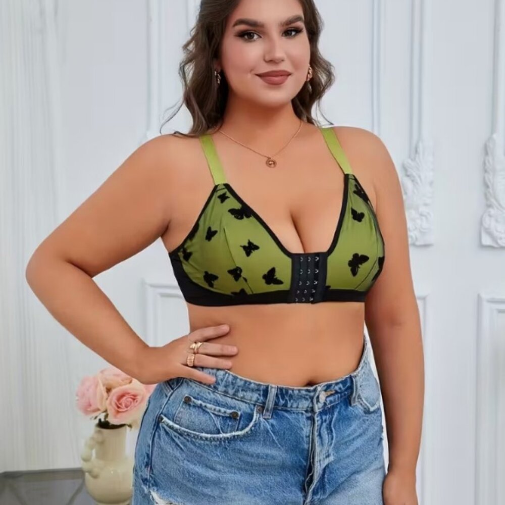 Green and black Mesh butterfly design Bra (2 for $10)